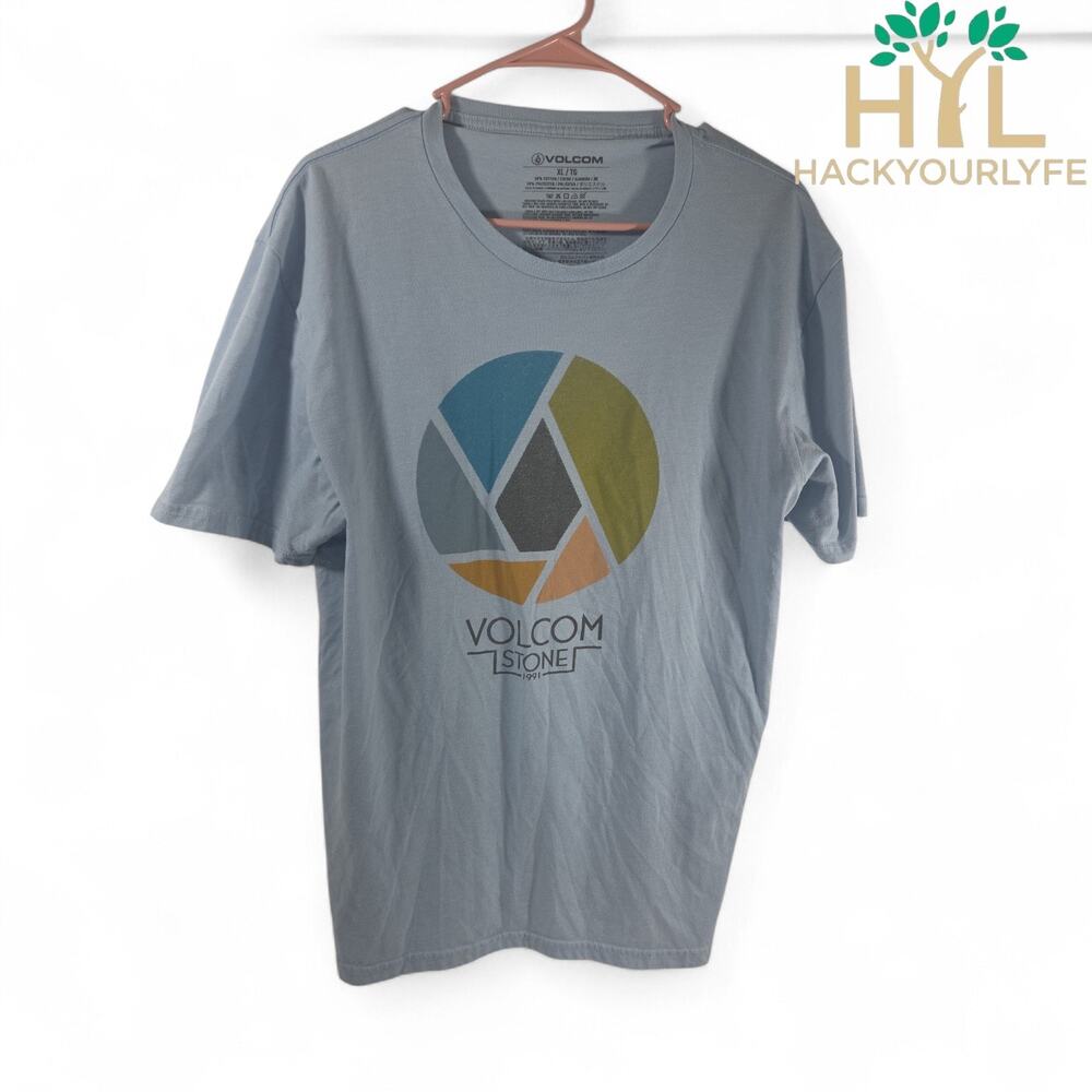 Volcom Graphic T-Shirt Mens XL Gray Logo Short Sleeve Modern Fit Tee